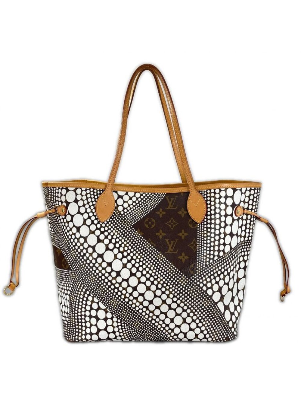 Louis Vuitton Neverfull MM Tote Bag Damier Azur Canvas White Yayoi Kusama